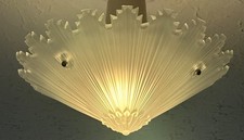 Vintage 1930s Art Deco Frosted Glass Starburst Ceiling Light Shade (11.25”) picture