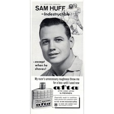 Vintage Mennen Afta Sam Huff Giants NFL Football Magazine Ad 5x10