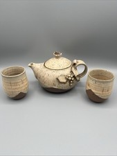 Vintage Handmade Yixing Zisha Clay Suki Tea Set with 2 Cups SIGNED picture