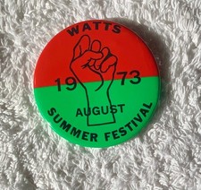 Watts Summer Festival August 1973 Vintage pinback button Black  Pride picture