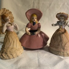 Vintage Mid-Century Lady Planter & Porcelain Lace Figurine Lot (3 Pieces) picture