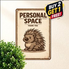 Funny Cute Porcupine Sarcastic Not A Hugger Plaque Vintage Metal Tin Sign picture