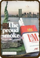 1976 NYC World Trade Center Twin Towers L&M Cigs DECORATIVE REPLICA METAL SIGN picture