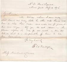 1876 Union Square New York NY Handwritten Signed Letter picture