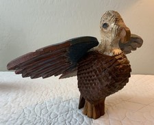 Vintage Wood Carving Figurine - Eagle With Wings, Hand Carved, T. Webb picture