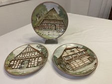 Set of 3 Vintage Konigszelt German 8” Plates Karl Bedal Fachwerk House MINT picture