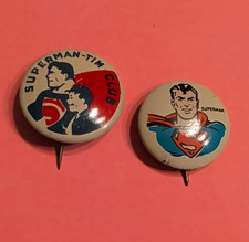 Lot of 2 Vintage Superman Pinback Buttons - Superman-Tim Club & Portrait picture