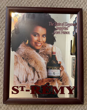 RARE Vintage 1980s St-Remy Napoleon Brandy Bar Mirror Sign Framed Collectible picture