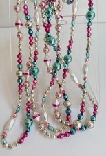 GORGEOUS Vintage Mercury Glass Bead Garland W Shaped Czech Beads 102” (505) picture