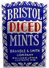 1920s Bristol Diced Mints Label Brandle & Smith Philadelphia Candy Foil NOS picture