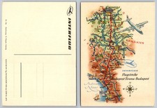 Continental Interflug Flight Route Map Budapest Tirana Belgrade Postcard picture