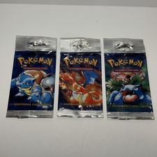 Wotc Pokémon TCG Base Set Long Krimp 1999 Empty Booster Pack Art Set - 3 Packs picture