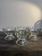 Vintage Clear Pressed Glass Footed Dessert Bowls Sherbet Cups Set of 4 picture
