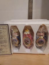 Bradford Editions SET of 3 Lena Liu FOREVER FLOWERS Ornaments Violets Roses Aste picture
