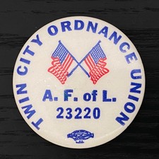 1940s Twin City Military Ordnance Pinback Button - WWII US Flags picture