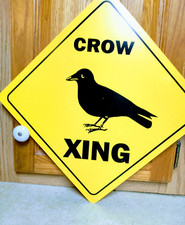 Crow room Decor STREET CROSSING SIGN XING 12X12 Bird Yellow Plaque picture