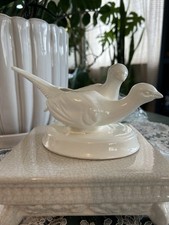 Antique KT&K Co Semi Vitreous White Double Dove Nesting Bird Planter Vase 1900s picture