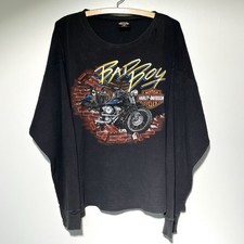 Vintage 1993 Bad boy Harley Davidson Cotton Knit Long Sleeve Shirt Size XL picture