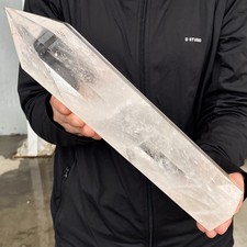 5.73LB Natural clear white crystal obelisk Crystal energy column Reiki healing picture