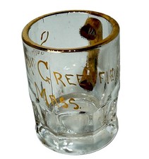 GREENFIELD MA Massachusetts Souvenir ANTIQUE DEPRESSION Glass TRINKET CUP picture