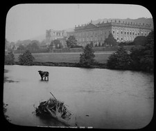 Magic Lantern Slide CHATSWORTH HOUSE FROM THE DERWENT C1890 VICTORIAN PHOTO GWW picture