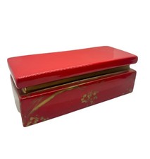 Rare 1980s JARU pottery California oxblood red Lidded Asian MCM Trinket Box picture