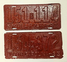 Vintage 1935 North Carolina License Plates Collectible NC Tags 151-114 154-372 picture