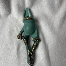 Frog Votive Candle Holder Metal Verdigris Green Gold Patina 8