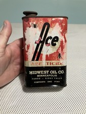 Vintage Ace Insect One Pint Oil Can- Midwest Oil Co. Lots Of Paint Wear Empty picture