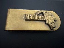 Vintage Marlboro Man on Horse Brass Money Clip picture