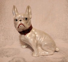 Vintage French Bulldog Porcelain Lusterware Figurine ~ Made in Japan picture