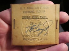 1940'S U.S. NAVAL AIR STATION RICHMOND, FLORIDA EARLY MESS PASS - BBA50 picture