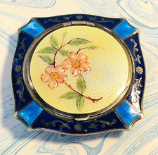 #7 Vanity Antique 1920's Double Sided Guilloche Enamel Powder Compact picture
