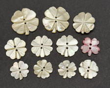 Vintage Lot of 11 CLOVER/SHAMROCK Carved MOP Buttons - 11/16