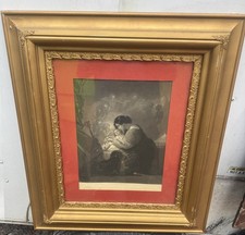 ATQ Victorian The Angel's Whisper Religious Print Bradley & Co Gold Frame picture