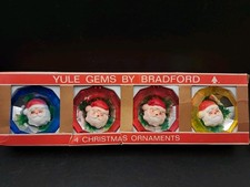 Vintage Yule Gems By Bradford Santa Christmas Ornaments Original Box picture