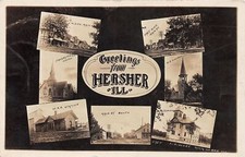 J64/ Hersher Illinois RPPC Postcard c1910 7View Railroad Depot School 329 picture