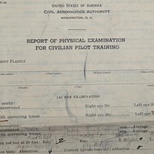 c1940s Civil Aeronautics Authority Pilot Physical Exam Form CPT-40 Blank CAA Gov picture