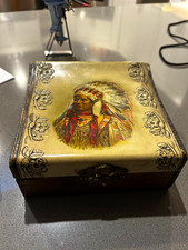 Antique Rare Original Victorian Celluloid Indian Native American Dresser Box picture