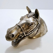 Ted Arnold Horse Head Stapler Heavy Brass Metal Decor Vintage Equestrian 1960s picture
