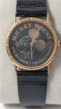 Vintage Lorus Mickey Mouse Watch Pre-1986 Walt Disney Productions Coin Edge Gold picture