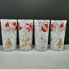 MCM West Virginia Glass Christmas Snowy Day Set Of 8 Hi Ball Drinking Glasses  picture