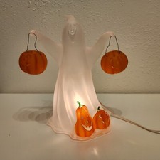 Vintage Acrylic Halloween Ghost Light Pumpkins Jack-O-Lantern Decor Boo picture