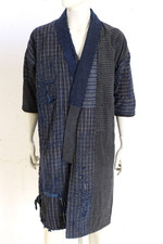 Antique Japanese Boro Noragi Jacket Sashiko Indigo Patchwork Kimono Coat picture