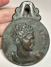 Antique OLYMPIA GREECE PAPER CLIP ~ PAPERWEIGHT Bronze EPMHS Hermes Greek Art picture