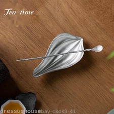 Tin Lotus Petal Tea Scoop Vintage Tea Leaf Holder Tea Boxes Saucer Shovel picture