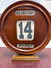 Antique Oak Round Perpetual Desk Calendar c1900 UK Import Provenance picture