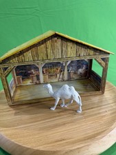 Vtg Marx Tin Litho Nativity Stable 50’s Incomplete picture