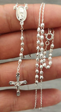 silver 925 catholic Rosary small /Rosario Plata 925 20'' de largo 2.1mm anchor picture