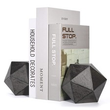 Geometric Black Cast Iron Bookends - Modern Decorative Ball Shaped Set of 2 for picture